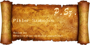 Pikler Szabolcs névjegykártya